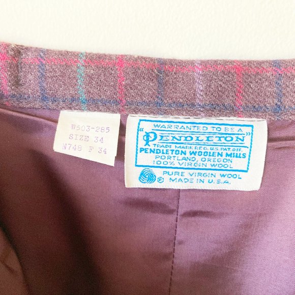 Pendleton Vintage Wool Suit Purple Plaid Plus Jacket Skirt Set Classic Tartan 16 - Picture 6 of 11